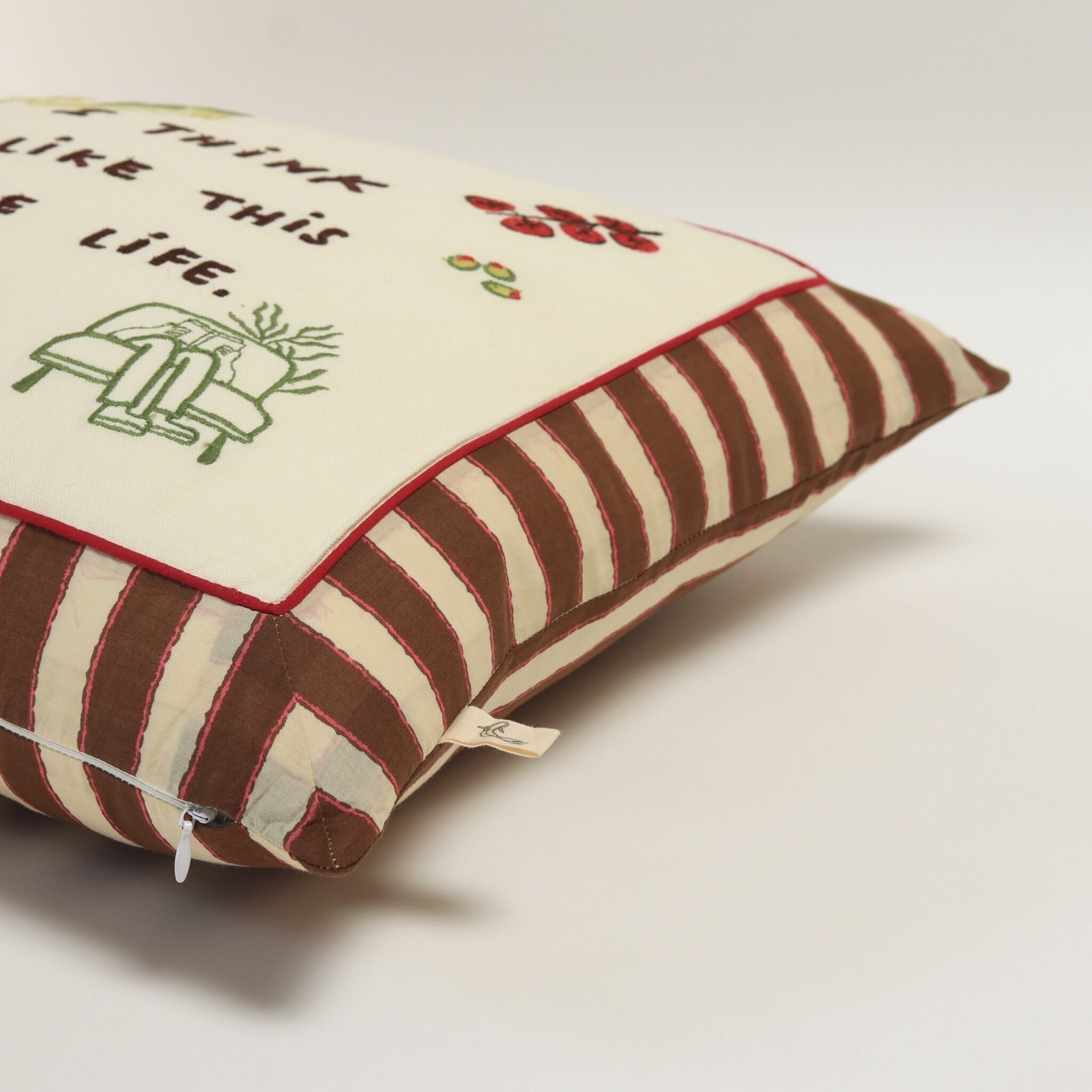 Postcard Cushion cover | Brown thumbnail 2